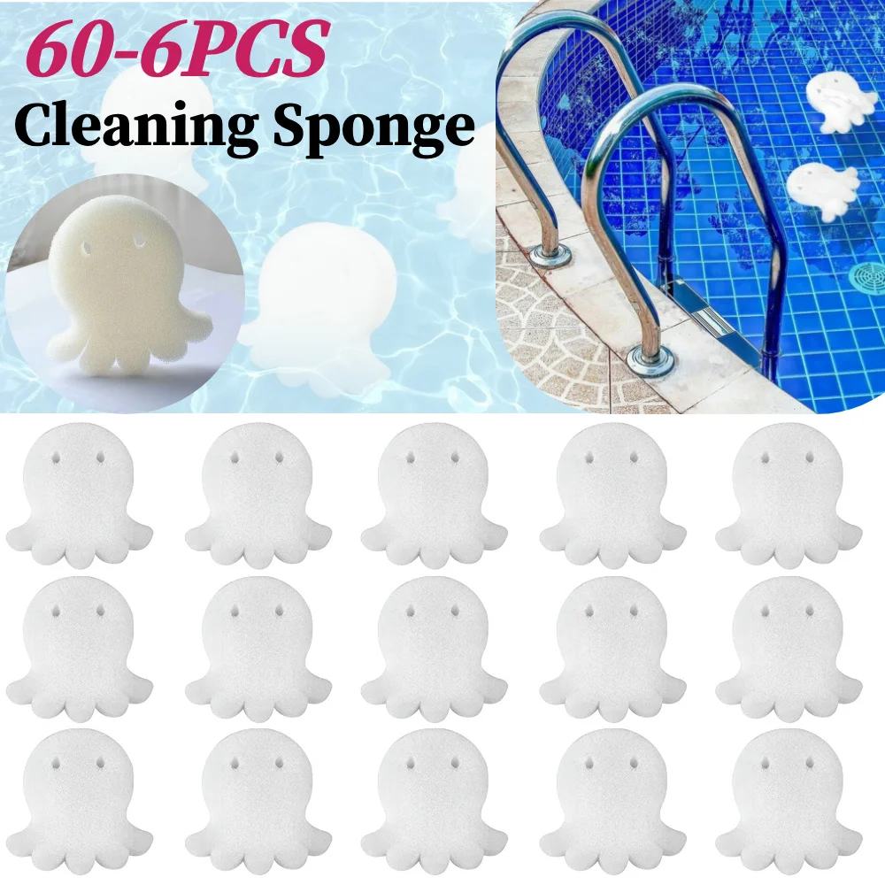 60-6Pcs Schwimmen Pool Octopus Öl Absorbieren Filter Schwamm SPA Schwimmende Reinigung Werkzeuge Schwimmen Pool Spa Teich Badewanne zubehör Image