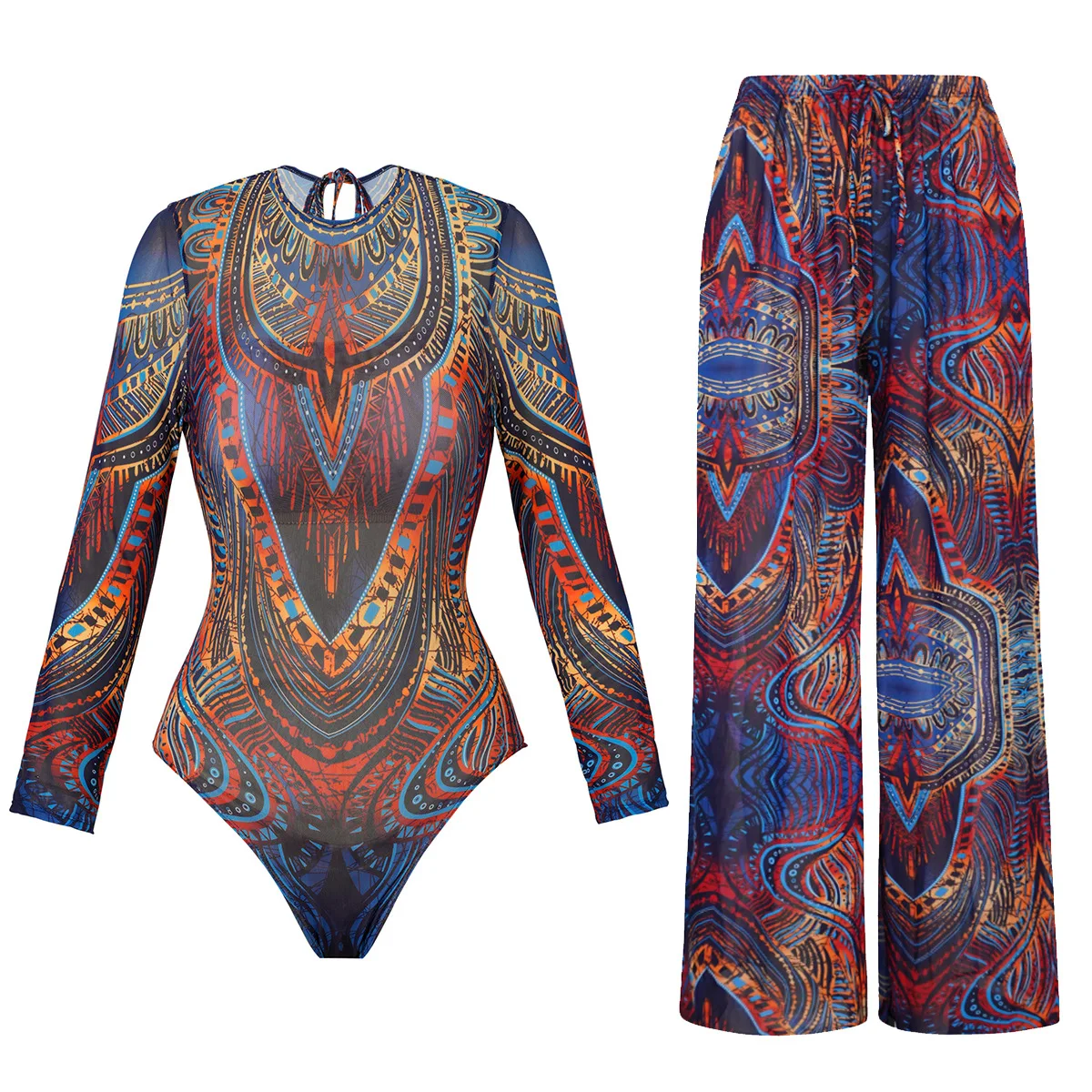 2025 Neuer intelligenter Badeanzug für Damen, sexy Langarm-Body, Ganzkörper, Купа, lange Hosen, Anti-UV-Sonnenschutz, zweiteilige Badebekleidung Image