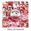 Kawaii 50 Stück klassische rote INS-Stil Hello Kitty Aufkleber DIY Telefon Laptop Gepäck Skateboard Graffiti Aufkleber Spaß für Kinder Geschenk