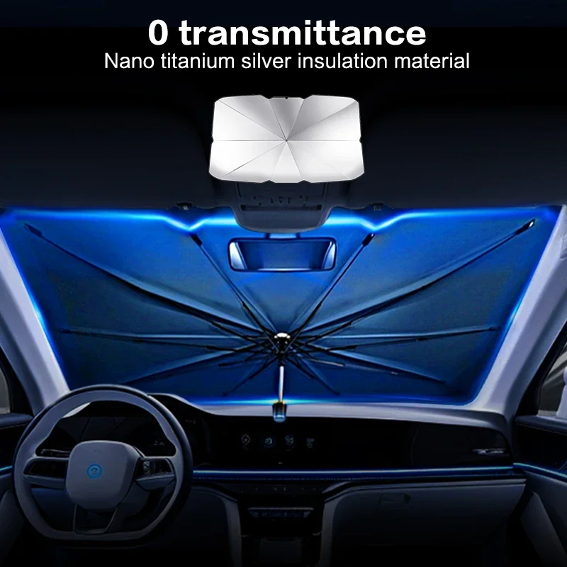 Auto Sonnenschirm Regenschirm-stil Front Glas Silber Kleber Sonnenschutz Wärmedämmung Tuch Uv-beständig Klapp Regenschirm Werkzeuge Amagi Image