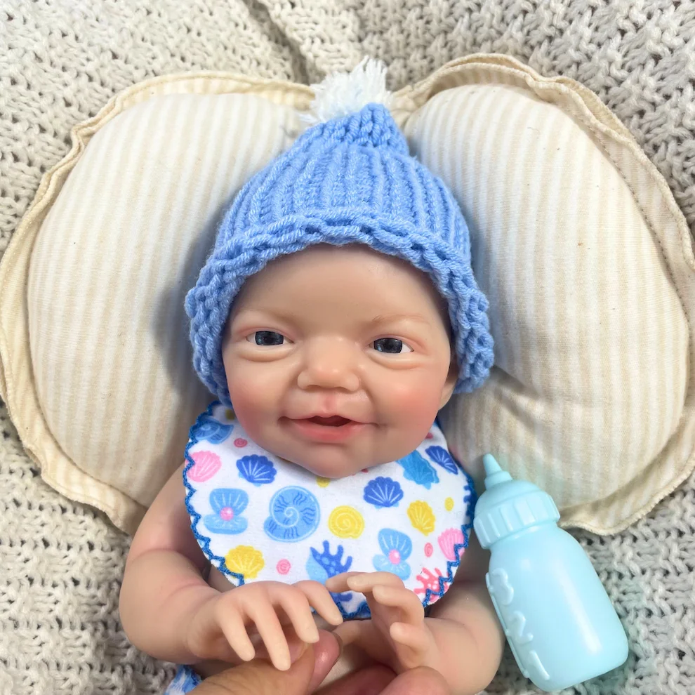 Mini 13 Zoll Charlie Puppe Junge ganze Silikon wiedergeborene Babypuppe lebensechte weiche feste Silikonkörper waschbar Weihnachtsgeschenk Spielzeug