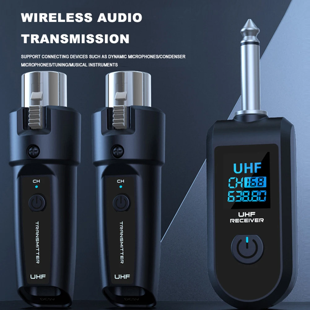 Drahtloser Mikrofonkonverter, XLR-Sender und -Empfänger, verkabelt in drahtloses System für Audio-Mixer, dynamisches Mikrofon, E-Gitarre Image