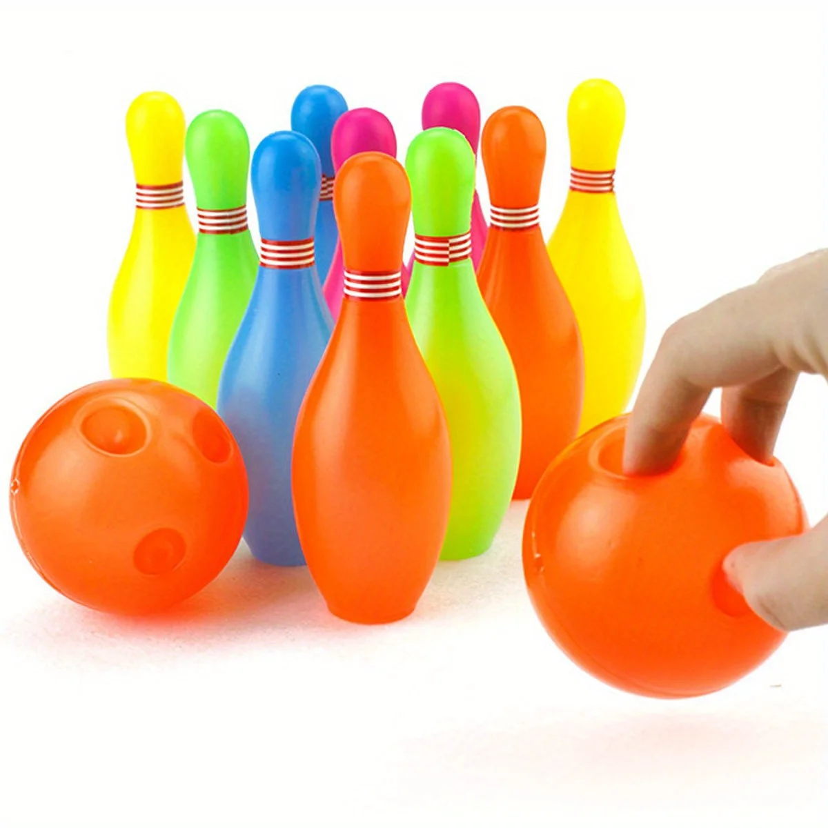 12 Stück/Set Mini-Bowling-Set inklusive 10 Pins und 2 Bällen, Kunststoff-Bowlingball-Spielzeug für Zuhause, Outdoor-Sport, Muttertagsgeschenke ZSY Image
