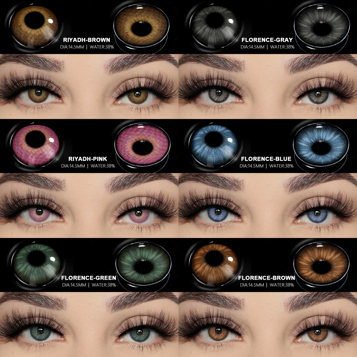 EYESHARE 1 Paar neue farbige Kontaktlinsen, modische blaue Augenlinsen, hochwertige graue Schönheit, braune Augenkontaktlinsen für Schüler, 6 Monate Image