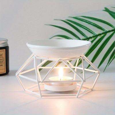 1 Set Ceramic Tealight Candle Holder - Fragrant Essential Oil Diffuser Aroma-Rich Candle Oil Warmer Gentle Tea Light Wax Melt Warmer - Unique Birds Nest Design Durable Metal Construction Perfect f