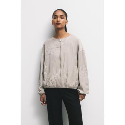 Bomber Jacket With Floral Embroidery
