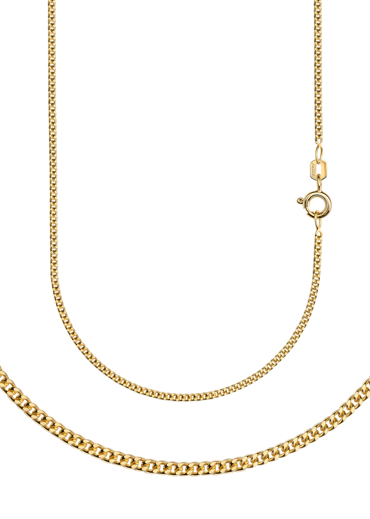 Collierkettchen FIRETTI "Schmuck Geschenk Gold 333 oder 585 Halskette Panzerkette diamantiert" Gr. 38, gold (gelbgoldfarben), Halsketten, Damen, 38, Gelbgold 585, B: 1,2mm, Made in Germany, B:1,2mm Image