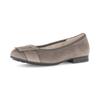 Ballerina GABOR "FLORENZ", Damen, Gr. 40, grau (taupe), Ziegenveloursleder, unifarben, elegant, Schuhe, Businessschuh, Halbschuh, Schlupfschuh in Bequemweite G (= weit)
