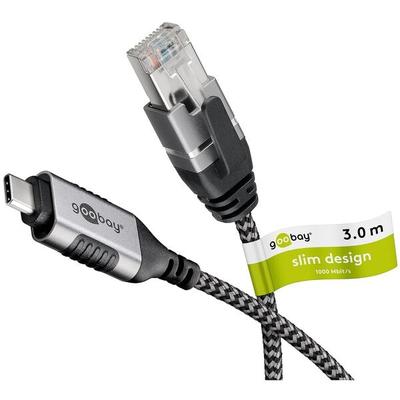 goobay Adapterkabel USB-C 3.1/RJ45 silber, schwarz 3.0 m Image
