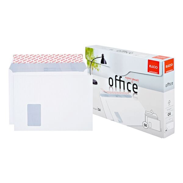 ELCO 50 Versandtaschen C4 mit Fenster weiß, 22.9x32.4 cm