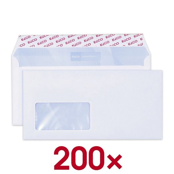 ELCO Briefumschläge Office DIN lang+ mit Fenster 200 Stück weiß, 22.9x11.4 cm Image