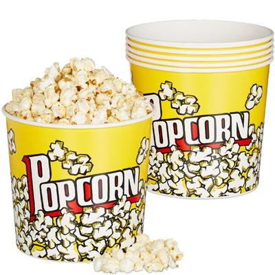 relaxdays 6er-Set Popcorn Eimer wiederverwendbar gelb Image