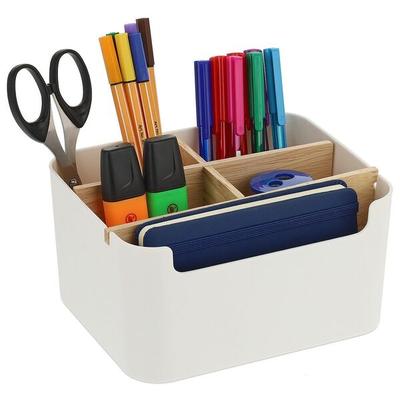 relaxdays Schreibtisch-Organizer 5 Fächer Weiß, 18x9.5x15 cm Image