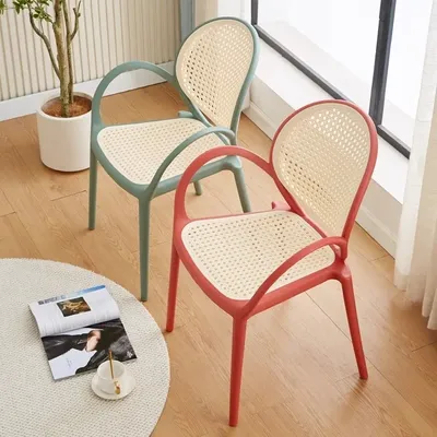 Richome Simple Plastic Chairs Stackable Home Dining Chairs Dining Room Balcony Backrest Chairs And Fashionable Armchairs