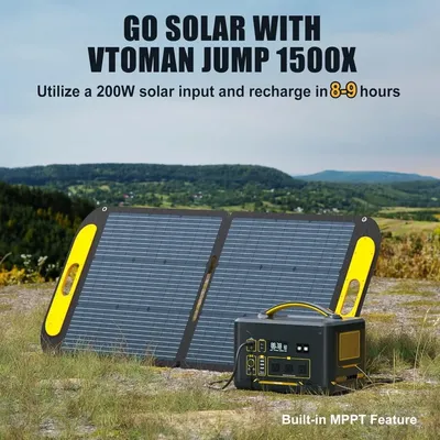 1500W Solar Generator with 110W Panels Included, 828Wh Portable Power Station & 110W Portable Solar Panel,