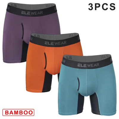 3-teilige Bambus-Männerunterwäsche mit Öffnung, atmungsaktive Herren-Boxershorts, Herrenhöschen, Unterhosen, Übergröße, modische Boxershorts, Brife Image