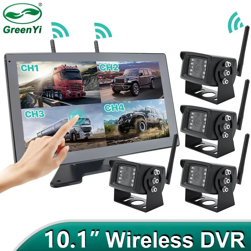GreenYi 10'' AHD Wireless Digital DVR Recorder Reverse Backup Kamera mit WiFi Monitor Für Lkw/Anhänger/Bus/RV/Tonabnehmer/Anhänger Image