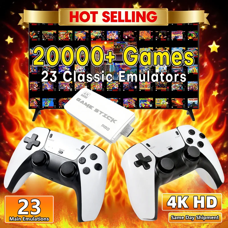 Controller di gioco wireless AISLPC 20000+ giochi arcade, supporto HD, console di gioco portatile per due giocatori, stick di gioco M15 per TV