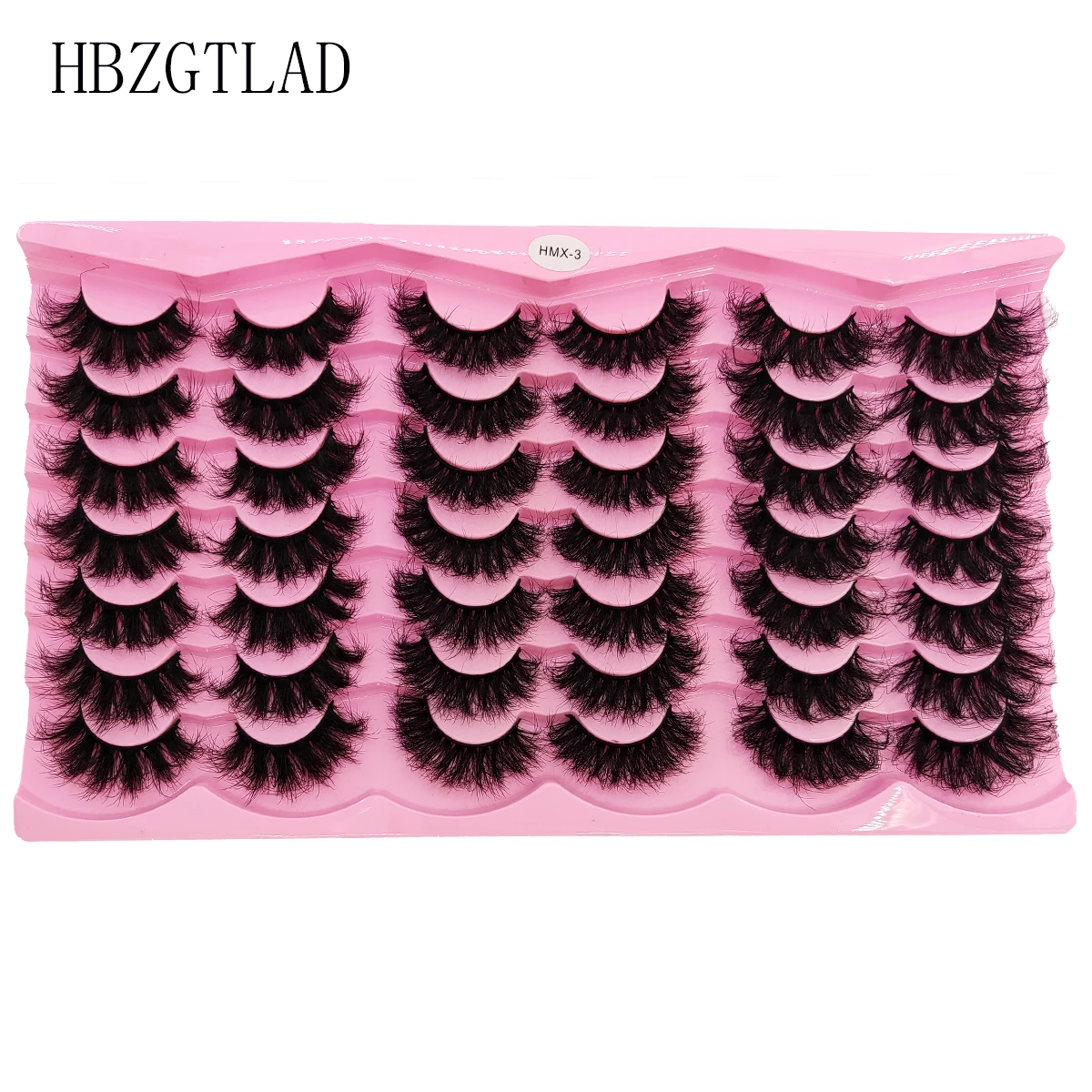 HBZGTLAD 21 doppelt natürliche gestreifte, flauschige künstliche Nerzwimpern, 3D-falsche Wimpern, flauschige Locken, falsche Wimpern, verlängertes Make-up Image