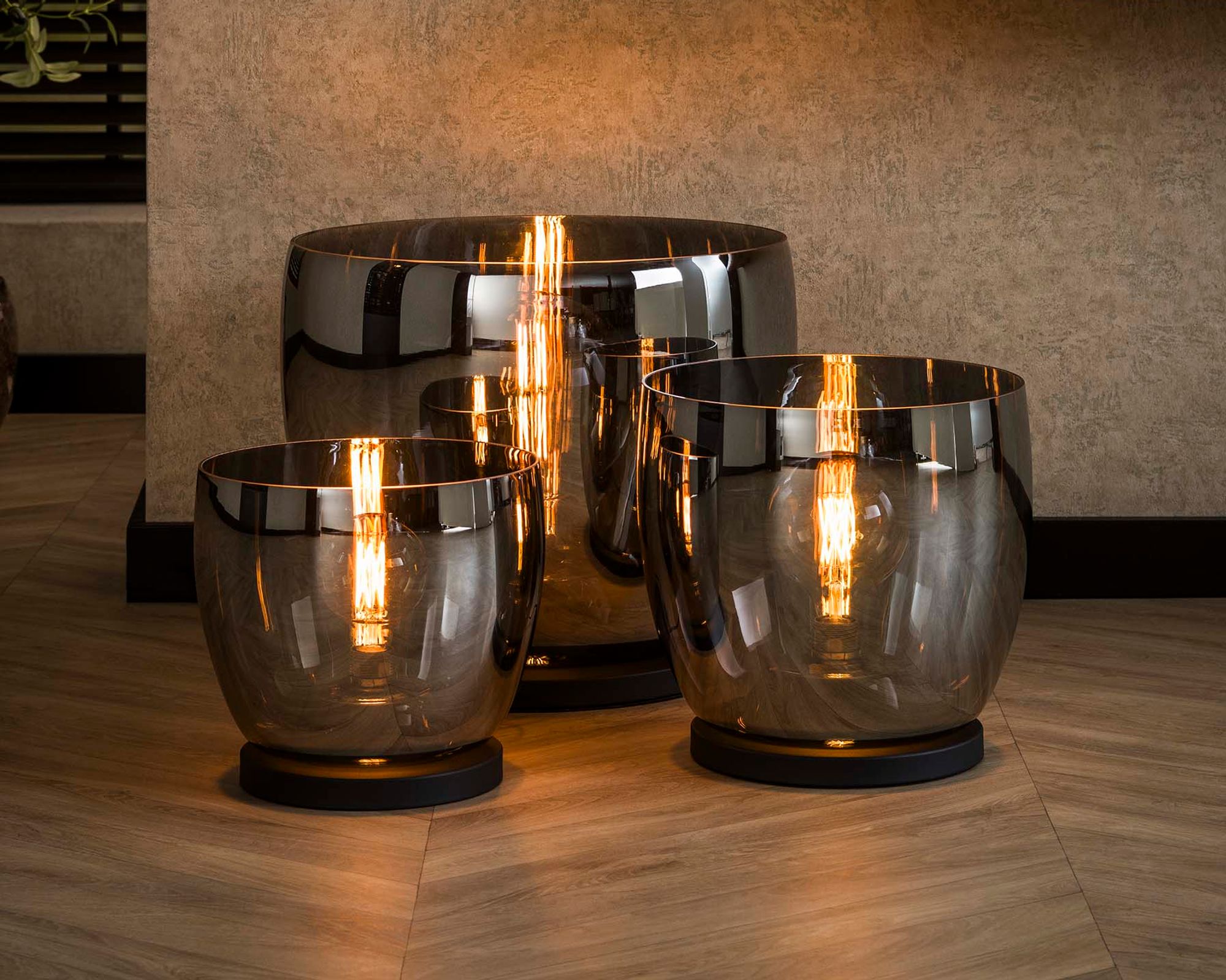 designline »UP« Stehlampe Chrom Stehlampe XL / mit Beleuchtung rauchgrau