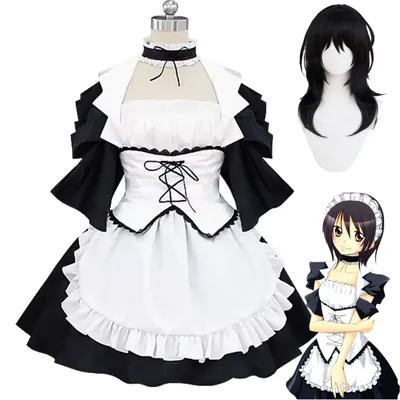 Anime-Vorsitzender Wa Maid-sama! Ayuzawa Misaki Cosplay Kostüm Weiß Lolita Rock Maid Kleid Perücke Frau Sexy Halloween Party Anzug Image