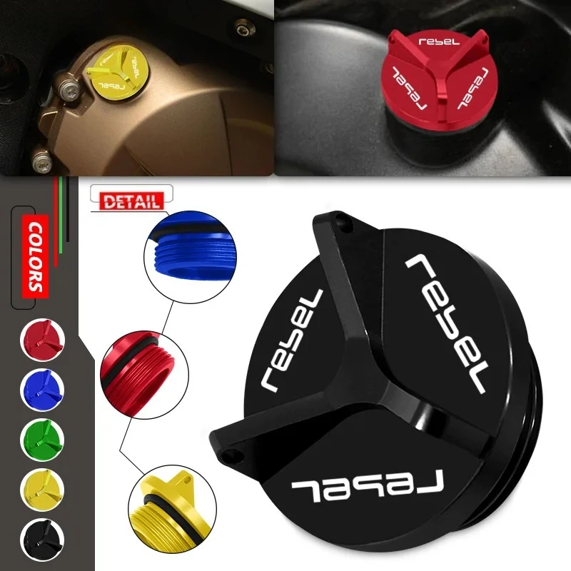 Für Rebel 300 500 Rebel CMX 300 CMX500 2017-2024 REBEL Motorrad Motoröl Einfülldeckel Ablauf Stecker Bolzen Schraube abdeckung Zubehör Image