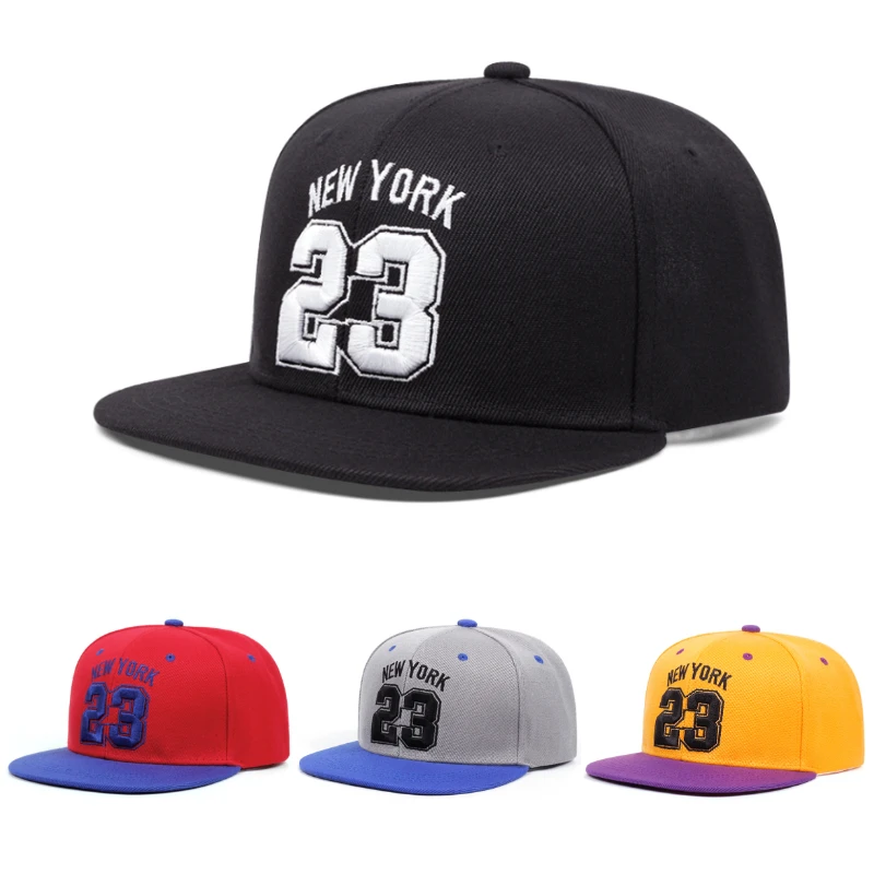 Nr. 23. New York bestickte Herrenmode, Retro-Hip-Hop-Hut, Baseball-Mütze, Damen-Outdoor-Freizeit-Sonnenschutzhut, Hut mit flachem Rand