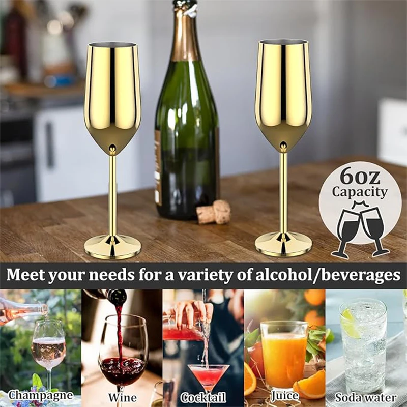 Weingläser aus Edelstahl, unzerbrechliche Metall-Cocktailgläser, 220 ml, zum Trinken von Cocktails und Wein in der Bar und in der Bar Image