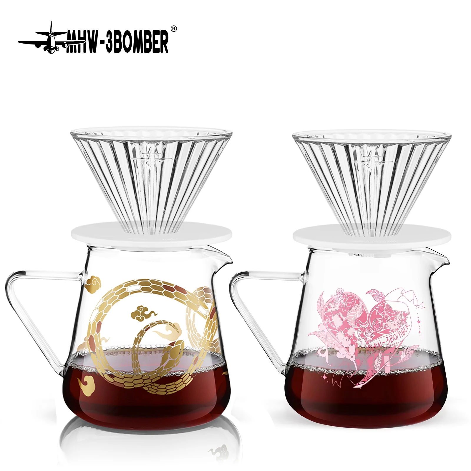 MHW-3BOMBER Pour-Over Kaffeebereiter Set 500ml Glas-Kaffeekaraffe und Kaffeefilter Barista-Werkzeug Image
