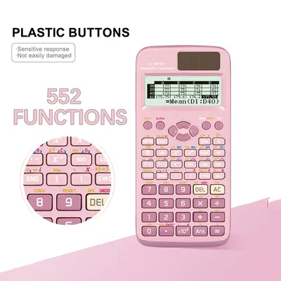 1pcs-Pink-FX-991EX - Scientific Calculator Battery Power Advanced, with 552 functions, suitable for school students and teachers