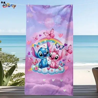 Disney Stitch and Angel Beach Towel: Magical, Colorful, and Perfect for Summer! Suitable for towels, bath towels, beach towels