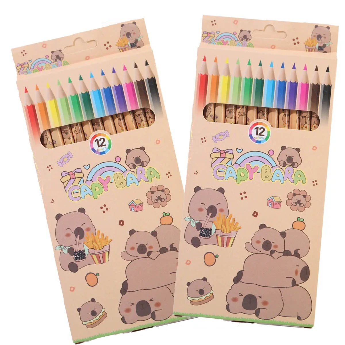 12/36 Stück Capybara Buntstift 12 Farben Holz Buntstifte Set Zeichnung Malerei Graffiti Bleistifte für Schule Party Geschenk Image