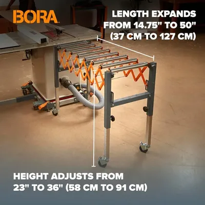 Great deal.Portamate Adjustable Conveyor Roller Stand Infeed / Outfeed Support Expandable Gravity Conveyor 300 lbs.