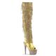 HGMMFZ Womens Platform High Heels Sandals Sexy Ultra Pumps Stiletto Boots Knee Rhinestone Fringe Rear Lace Up Summer Court Shoes For Stripper Party Pole Dancer Stage Model Club 6.69 IN(Gold,7.5 UK)