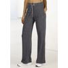 Loungepants FRENCH CONNECTION, Damen, Gr. 44/46, N-Gr, grau (anthrazit meliert), Obermaterial: 78% Polyester, 19% Viskose, 3% Elasthan, meliert, unifarben, modisch, bequem lang, Hosen, in gerippter Strickoptik