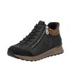 Sneaker RIEKER "Ready2GO", Damen, Gr. 37, schwarz (schwarz, leo), Lederimitat, Textil, animal-print, sportlich, Schuhe, Schnürboots, High Top Sneaker, Stiefelette mit Soft-Einlage