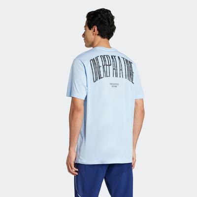 T-Shirt ADIDAS PERFORMANCE "M CAMO G T", Herren, Gr. XXL, blau (glow blau), Obermaterial: 65% Polyester, 35% Baumwolle, sportlich, Shirts, Trainingsshirt mit CLIMACOOL, lockere Passform, Rückenprint Image