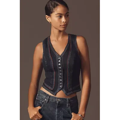 Pilcro Contrast Denim Vest
