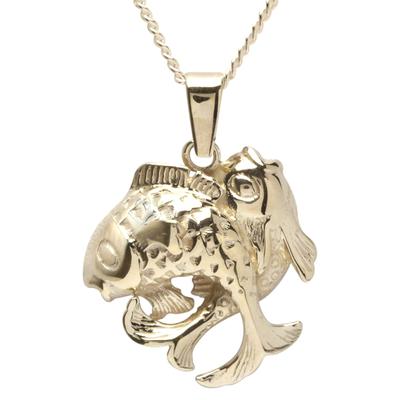 Kette mit Anhänger OSTSEE-SCHMUCK "Ostsee-Schmuck Kette mit Anhänger Tierkreiszeichen Fische" Gr. 42, gold (goldfarben), Halsketten, Damen, 42cm, Gelbgold 333, L: 42cm Image