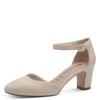 Spangenpumps TAMARIS, Damen, Gr. 41, beige, Textil, unifarben, Veloursleder, klassisch, Schuhe, Riemchenpumps, Abendschuh, Festtagsschuh, verstellbare Schnalle
