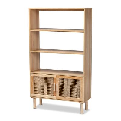 Baxton Studio Faulkner Rattan 2-Door Bookcase
