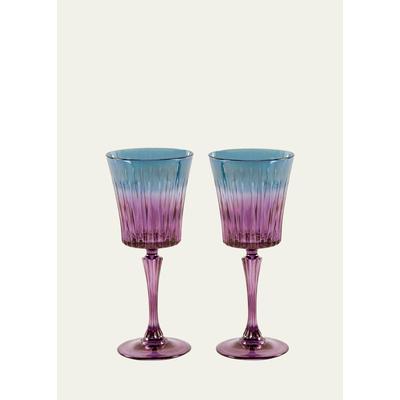 Luisa Beccaria Blue Shaded Stemmed Water Glasses, Set of 2