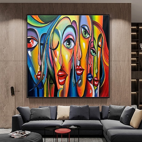 Mintura handgefertigte Figuren-Ölgemälde auf Leinwand, Wandkunst, Dekoration, modernes abstraktes Bild für die Inneneinrichtung, gerolltes, rahmenloses, ungedehntes Gemälde Image