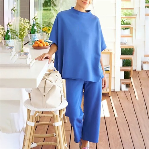 Damen Trainingsanzug Jogginganzug Sportbekleidungsset Tasche Einfarbig Kombination Sommer Rosa Dunkelmarine Fitnessstudio Training Sport Thermowarm Winddicht Weich Kurzarm Sport Sportkleidung Image