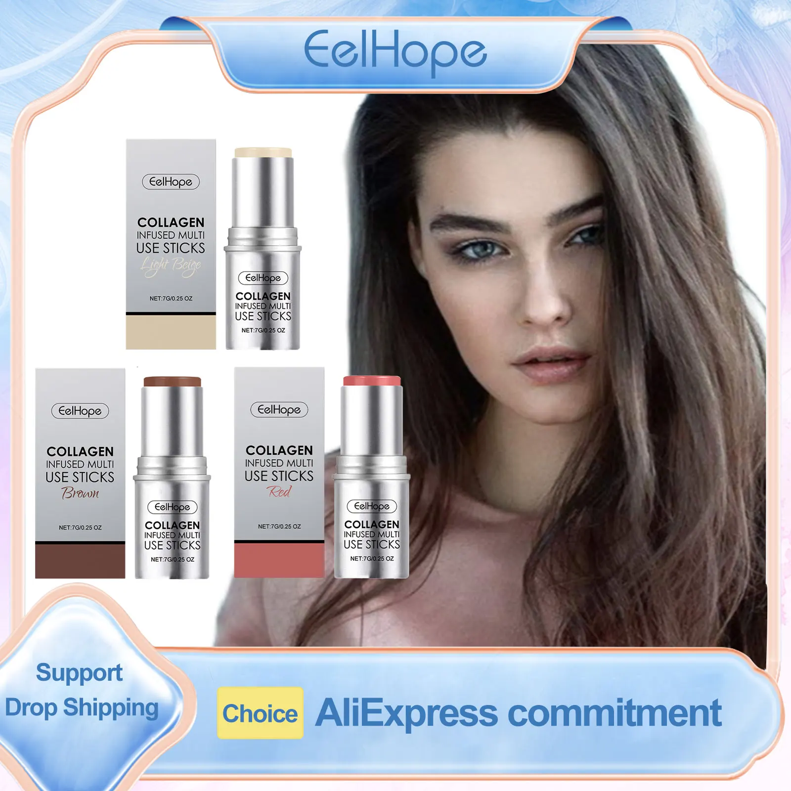 Eelhope Smooth Face Contouring Stick, schweißfest, cremige Gesichtsformung, leichtes Finish, Textmarker-Stick, Make-up-Rougestift Image