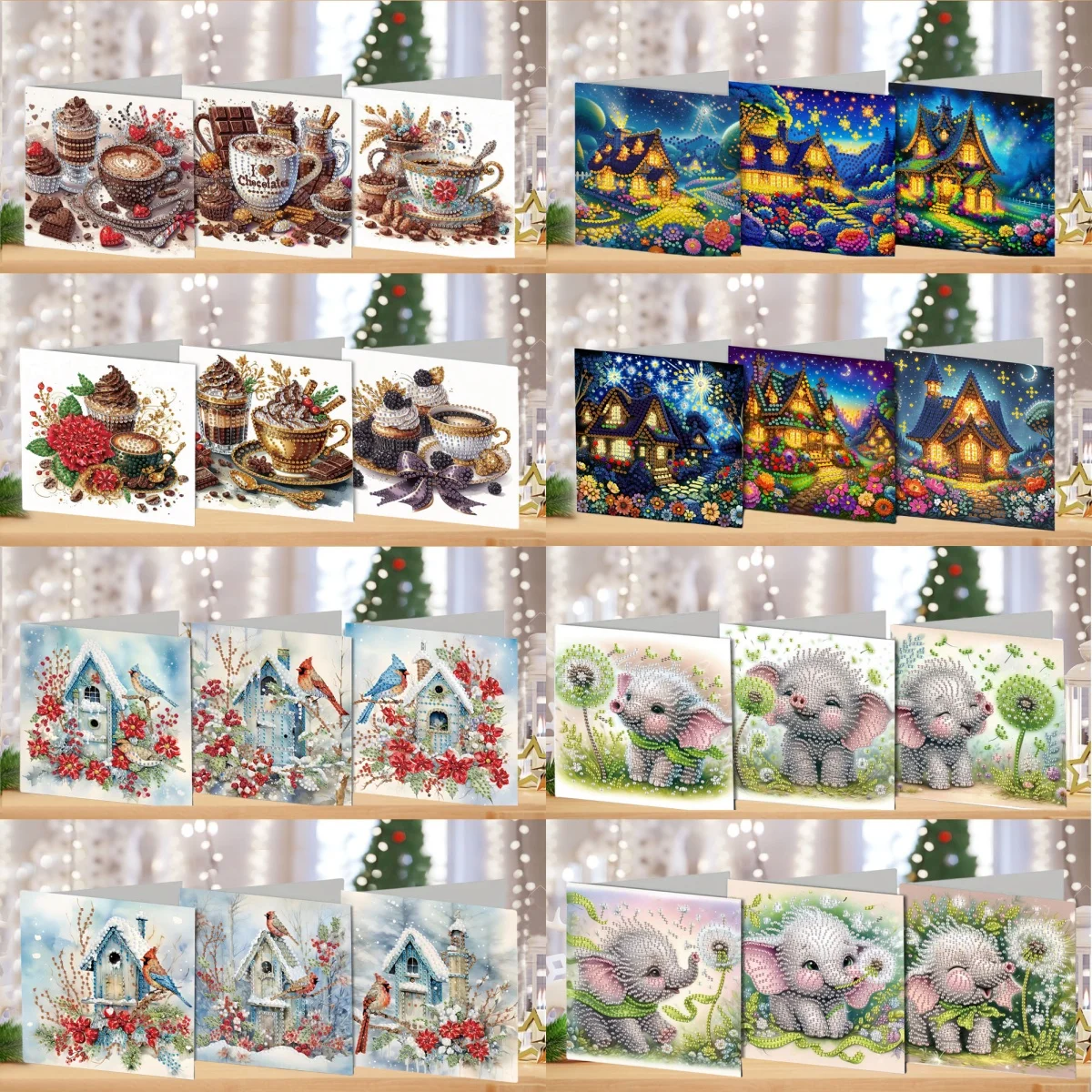 6 DIY-Grußkarten zum Ausdrücken von Haus-/Elefant-/Diamant-Malsets, die unaussprechliche Liebe und das Schreiben von Romantik ausdrückt Image