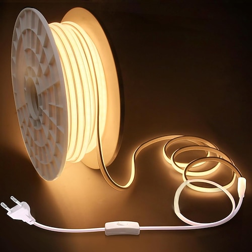 AC 220 V COB LED-Streifen im Freien wasserdicht IP65 weiß superhell 10 W/m CRI 80 LED-Lichtschlauch mit Schalterstecker Image