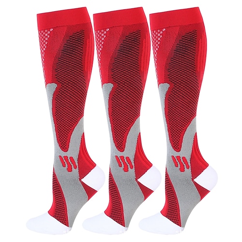 3 Paar bequeme und atmungsaktive Kompressionsstrümpfe aus Nylon für Damen, Lauf-Wadensocken für Frühling und Sommer, elastische lange Sportsocken für Yoga und Fitness Image