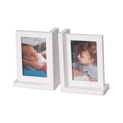 Bey-Berk Kennedy Solid Wood White Picture Frame Book Ends
