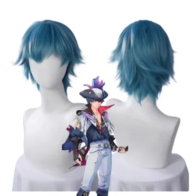 Brant Cosplay Perücke Wuthering Waves Blau Kurze Haare Troupe of Fools Rinascita Halloween Party Perücken Frauen Männer Karneval Con Requisiten Image
